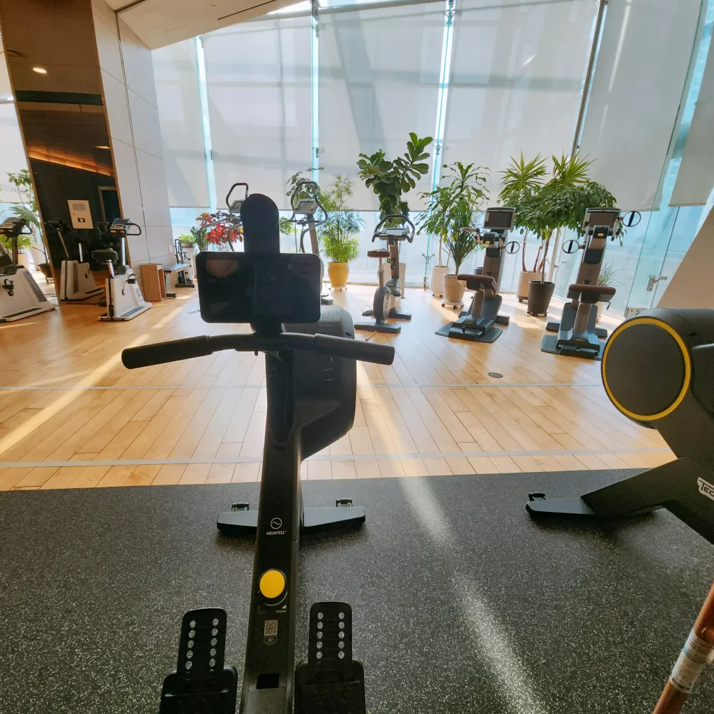 창가 쪽에 놓인 로잉머신